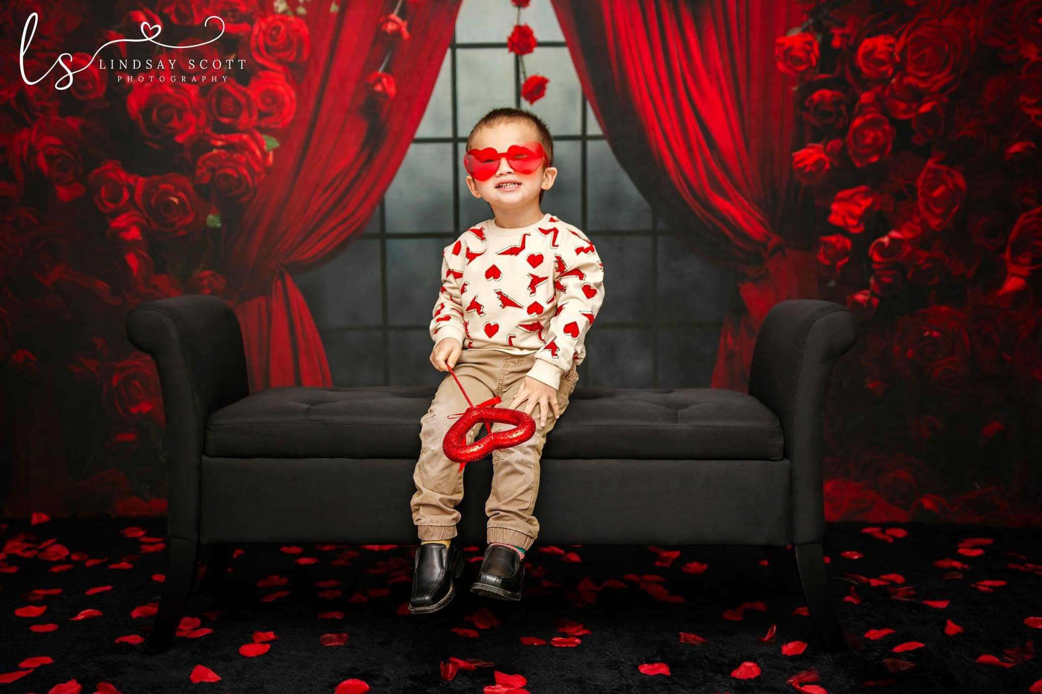 Kate Valentine's Day Rose Curtains Fleece Backdrop Designed by Mini MakeBelieve -UK