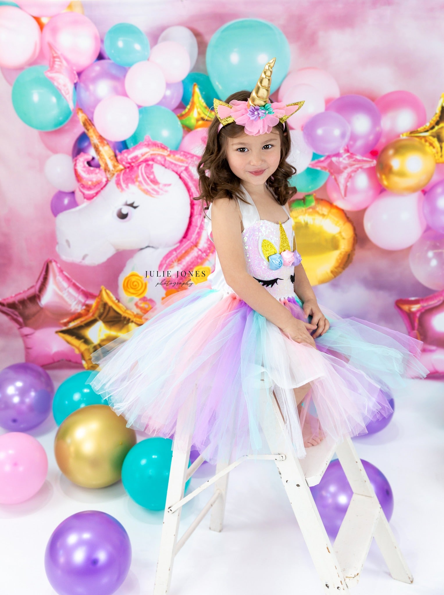 Kate Unicorn Balloon Cake Smash Backdrop Designed by Chrissie Green -UK