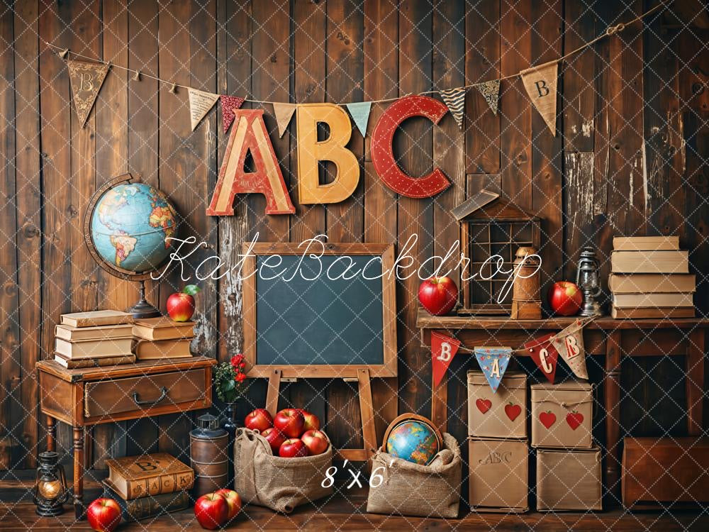 Kate Back to School/Graduation Vintage Wooden Wall Backdrop Designed by Emetselch