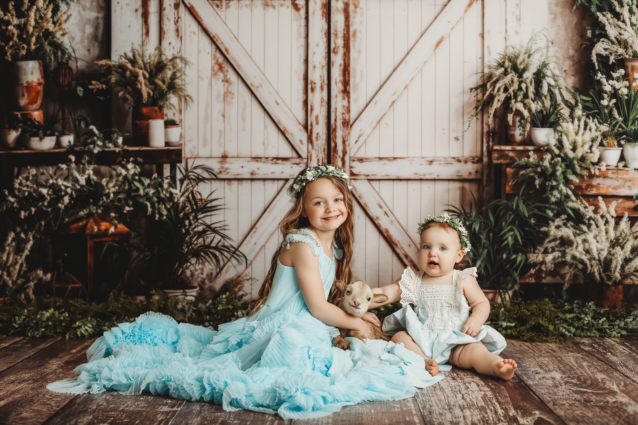 Kate Spring White Barn Door With Green Plants Backdrop Designed by Emetselch -UK