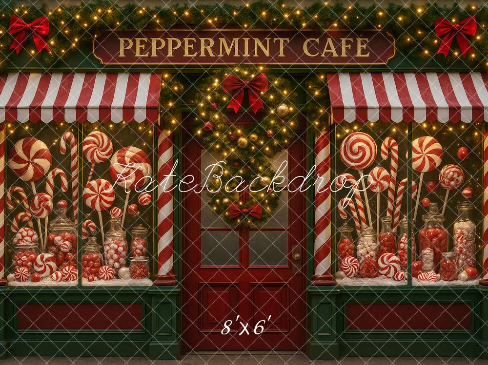 Kate Christmas Peppermint Cafe Candy Shop Backdrop Designed by Ashley Paul