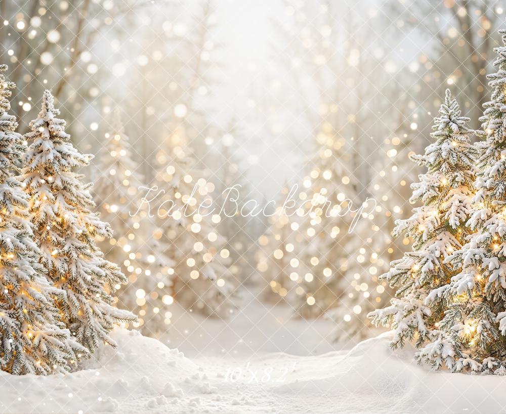 Kate Christmas Snowy Pine Trees Lights Backdrop Designed by Emetselch -UK