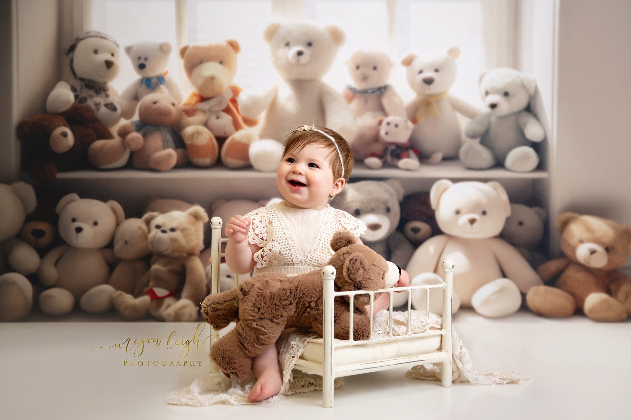 Kate Cream Teddy Bear Window Backdrop Designed by Megan Leigh Photography -UK