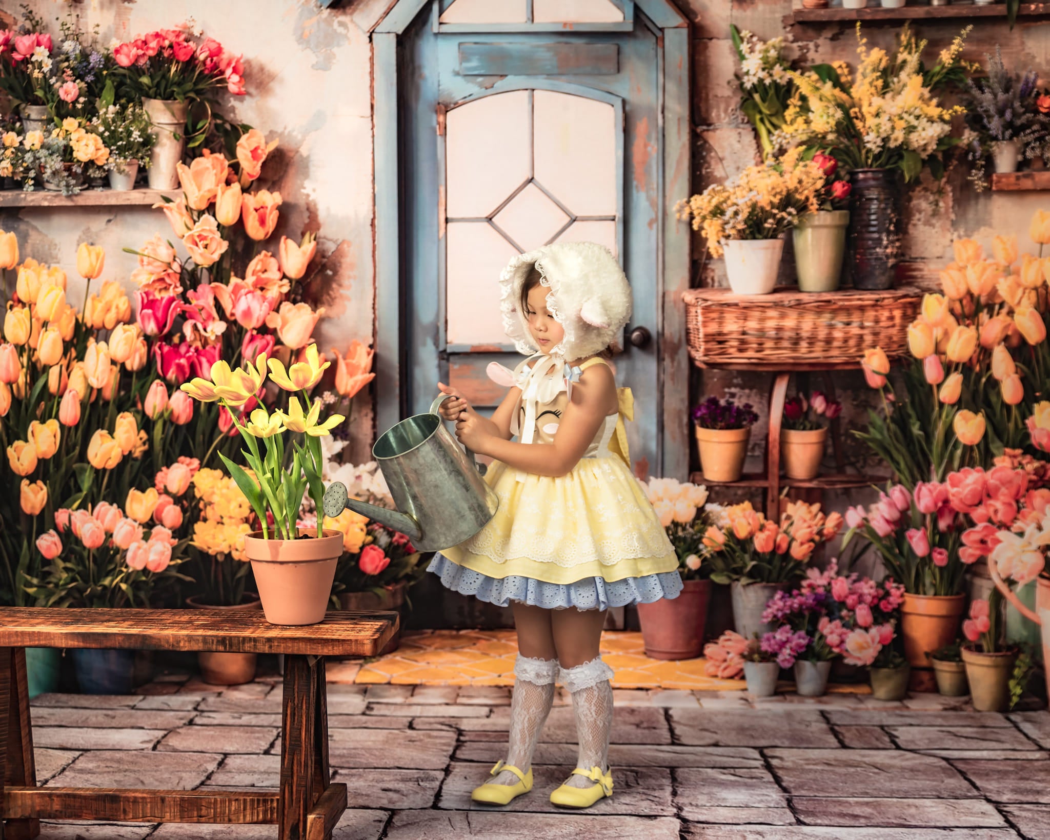 Kate Spring Flowers Tulips Greenhouse Backdrop Designed by Emetselch -UK