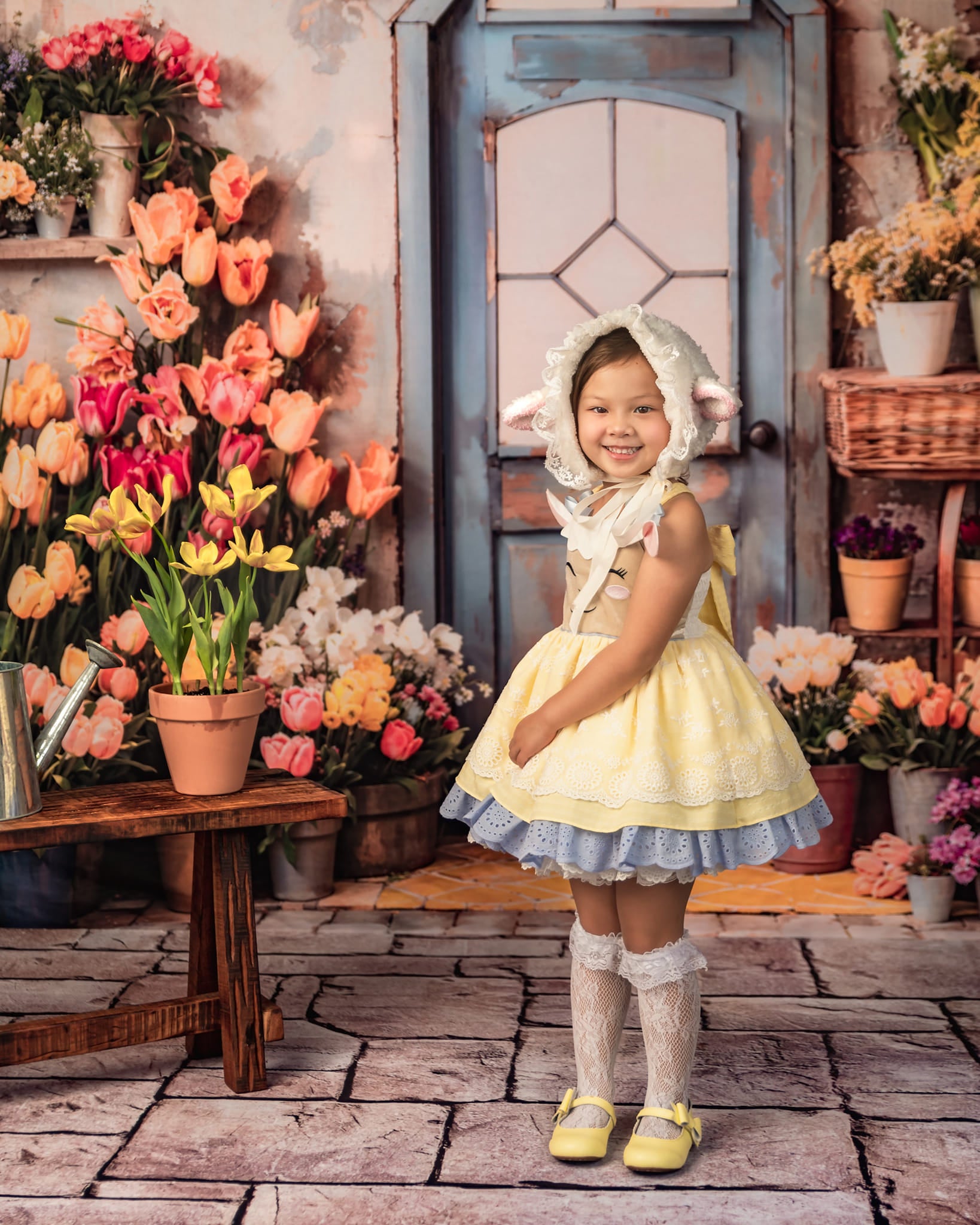 Kate Spring Flowers Tulips Greenhouse Backdrop Designed by Emetselch -UK