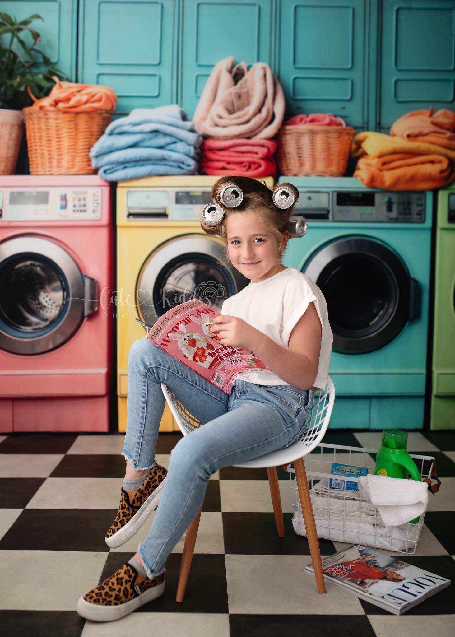 Kate Laundry Day Colorful Washing Machine Backdrop Designed by Chain Photography -UK
