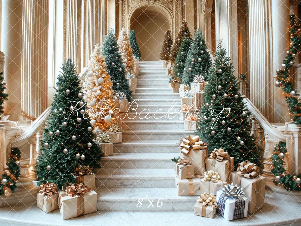 Kate Christmas Cascading Stairs Trees Gifts Backdrop Designed by Mini MakeBelieve -UK
