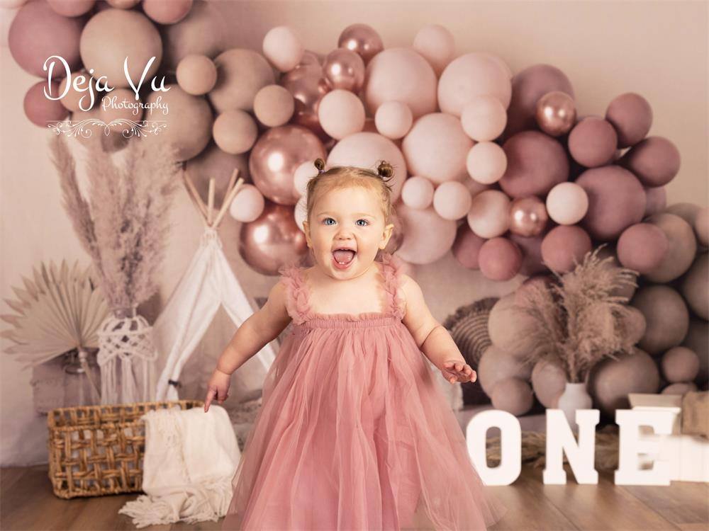 Kate Boho Balloons Tent Spring Fleece Backdrop Designed by Mandy Ringe Photography -UK