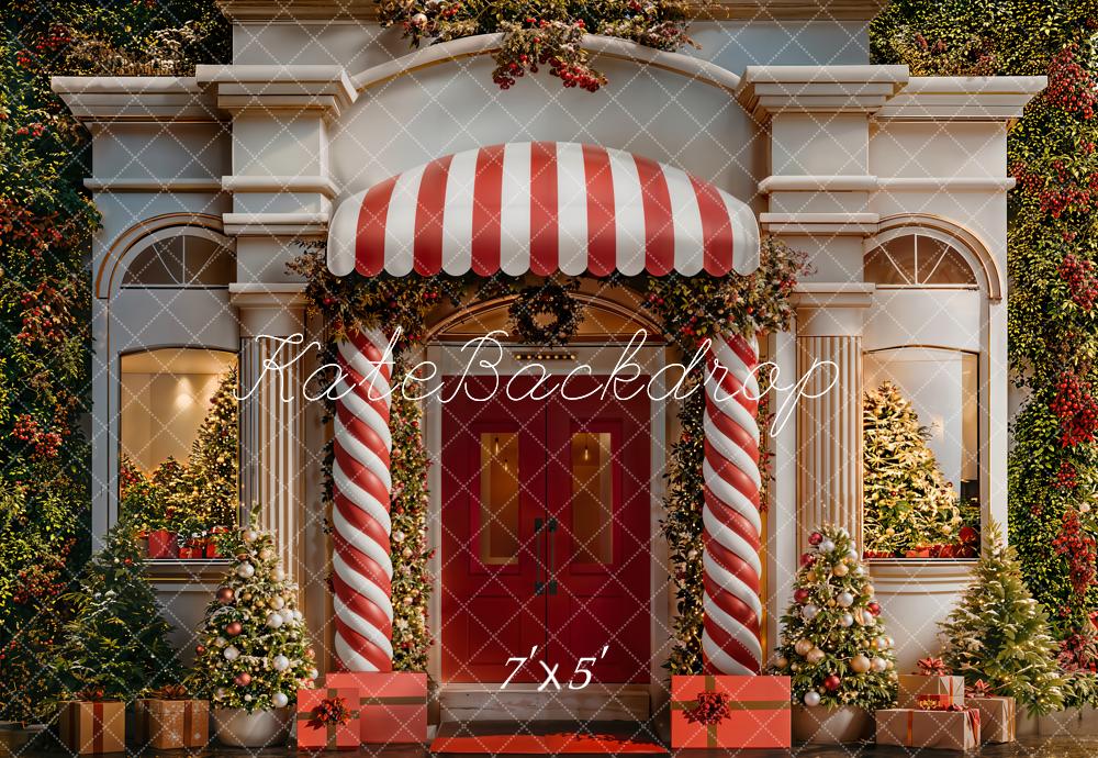 Kate Christmas Candy Cane Red Door Backdrop Designed by Emetselch