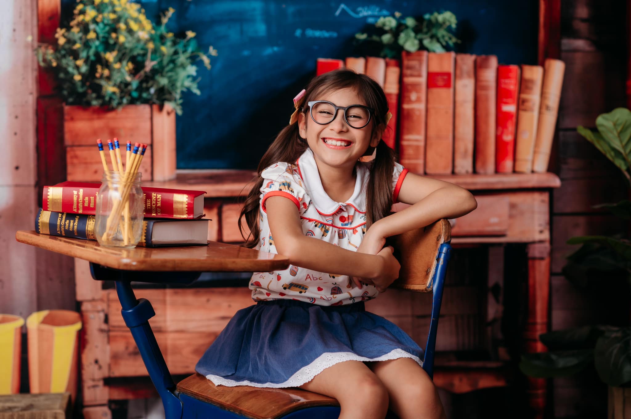 Kate Back to School Red Locker Blackboard Backdrop Designed by Emetselch -UK