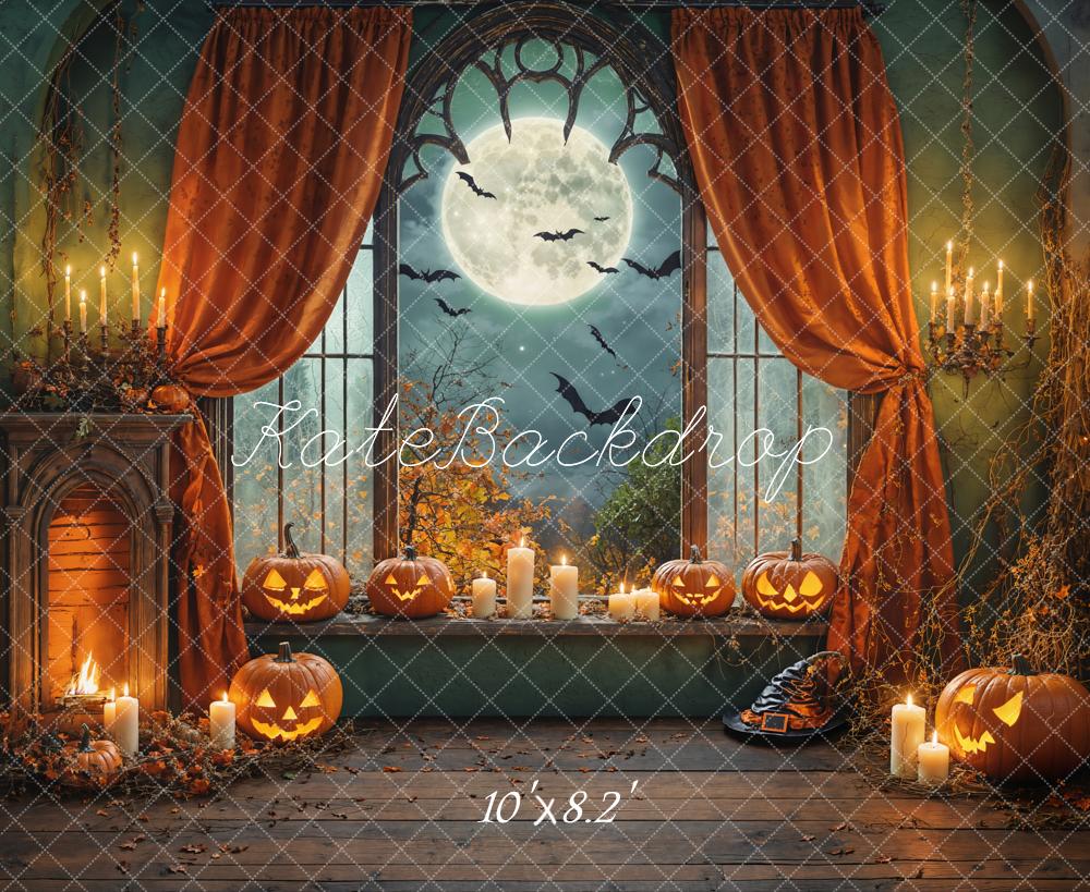 On Sale Kate Halloween Pumpkins Candles Window Backdrop Designed by Chain Photography -UK