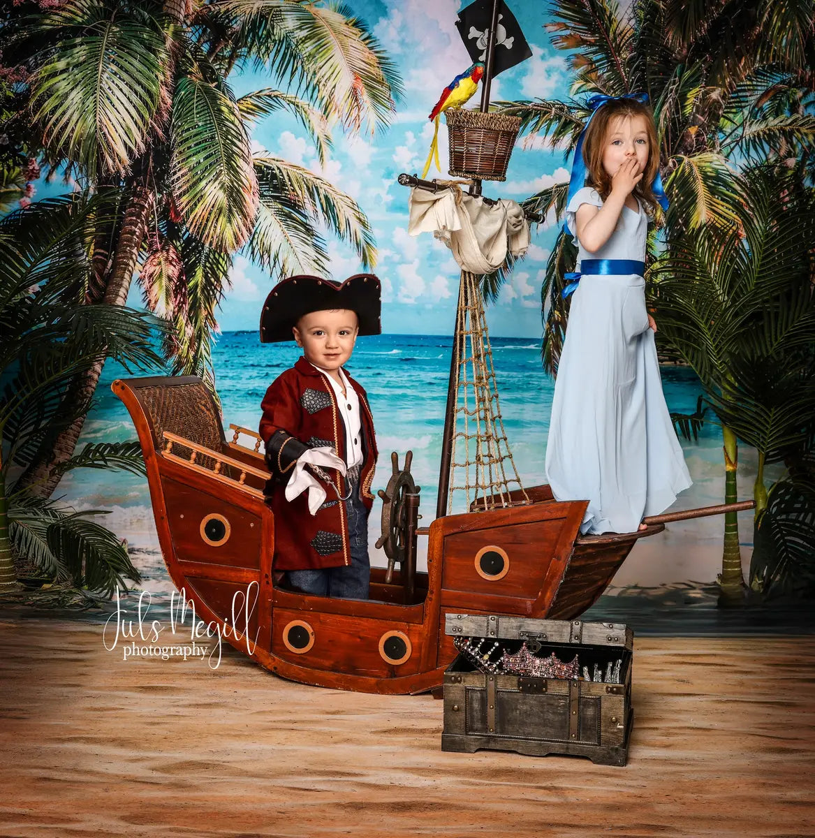 Kate Summer Seaside Beach Trees Blue Sky Backdrop Designed by Emetselch -UK