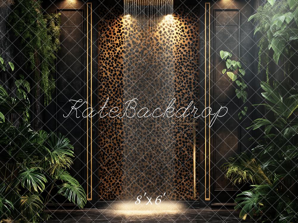 Kate Leopard Wall Tropical Greenery Backdrop Designed by Ashley Paul
