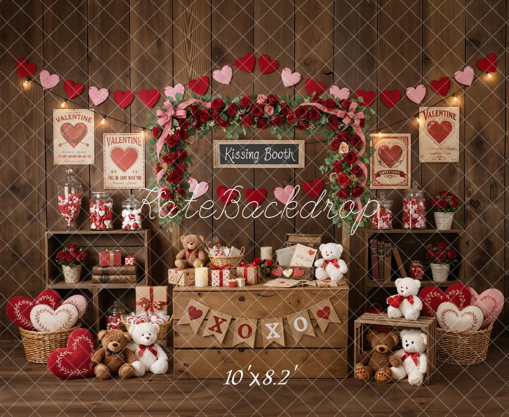 Kate Valentine Heart Garland Roses Wooden Crates Backdrop Designed by Emstselch