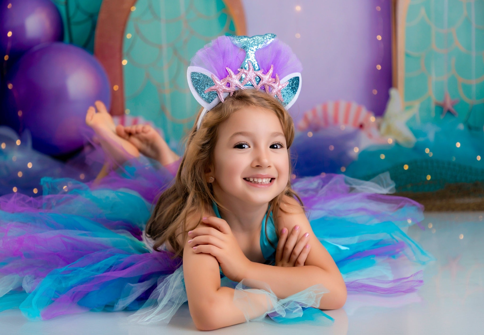 Kate Birthday Mermaid Colorful Balloon Arch Backdrop Designed by Patty Robert -UK