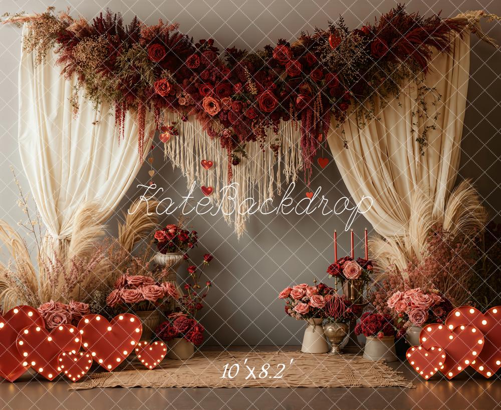 Kate Valentine Roses Garland Candles Backdrop Designed by Emetselch -UK