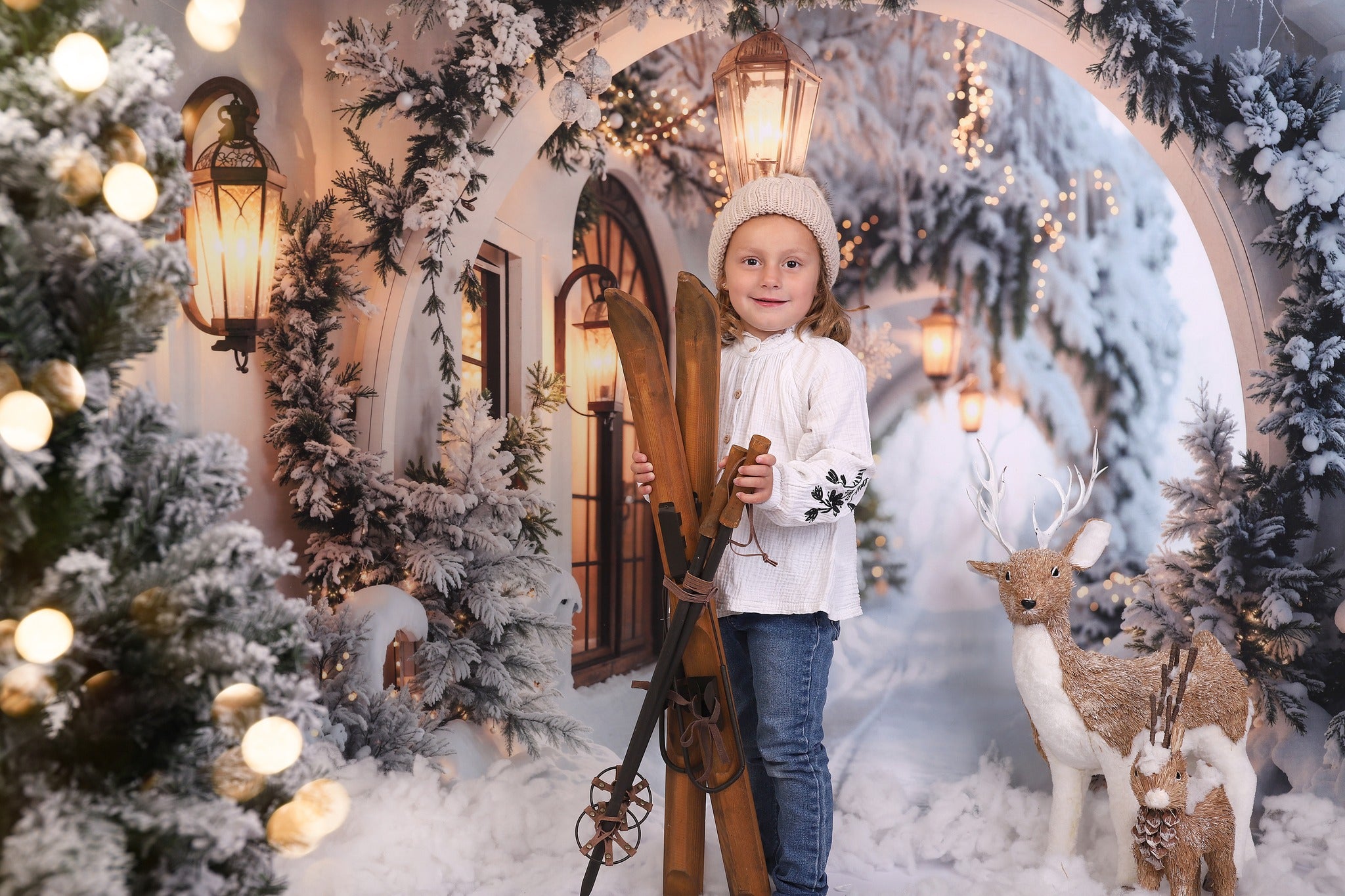 Kate Winter Snowy Christmas Arch Hallway Backdrop Designed by Emetselch -UK