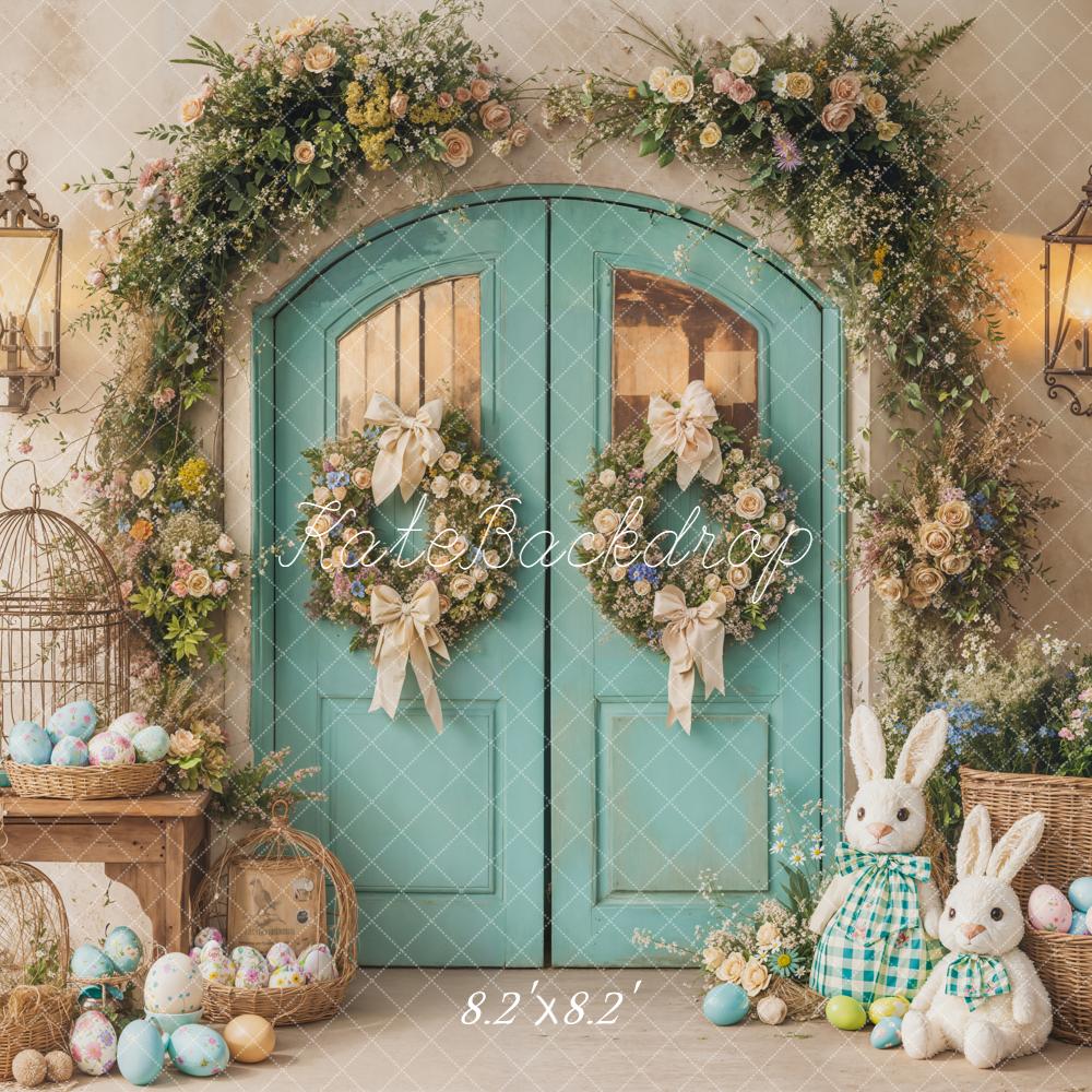 Kate Easter Bunny Eggs Garland Green Door Backdrop Designed by Emetselch -UK