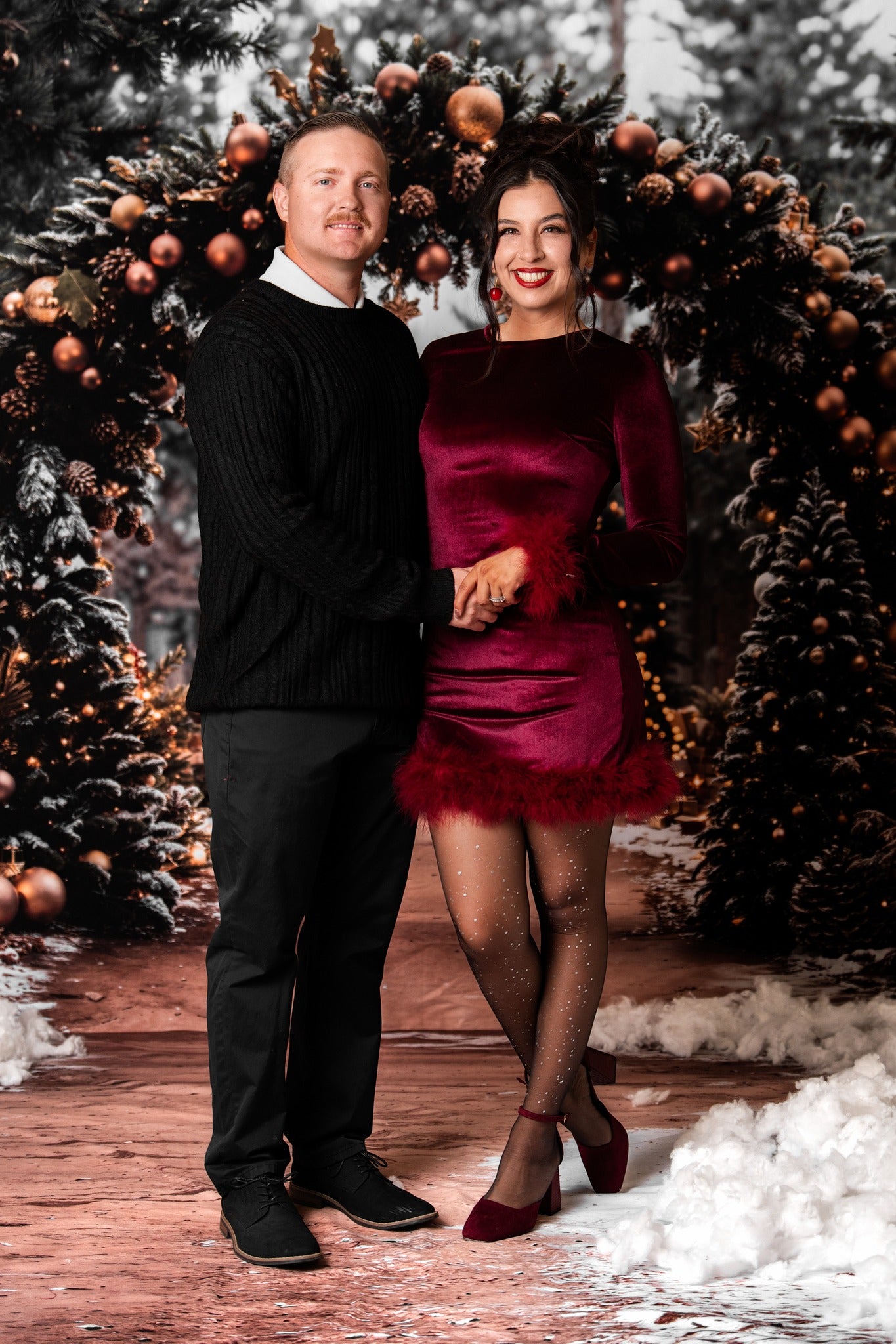 Lightning Deals Kate Christmas Tree Archway Forest Backdrop+Winter Snowy Path Floor Backdrop -UK