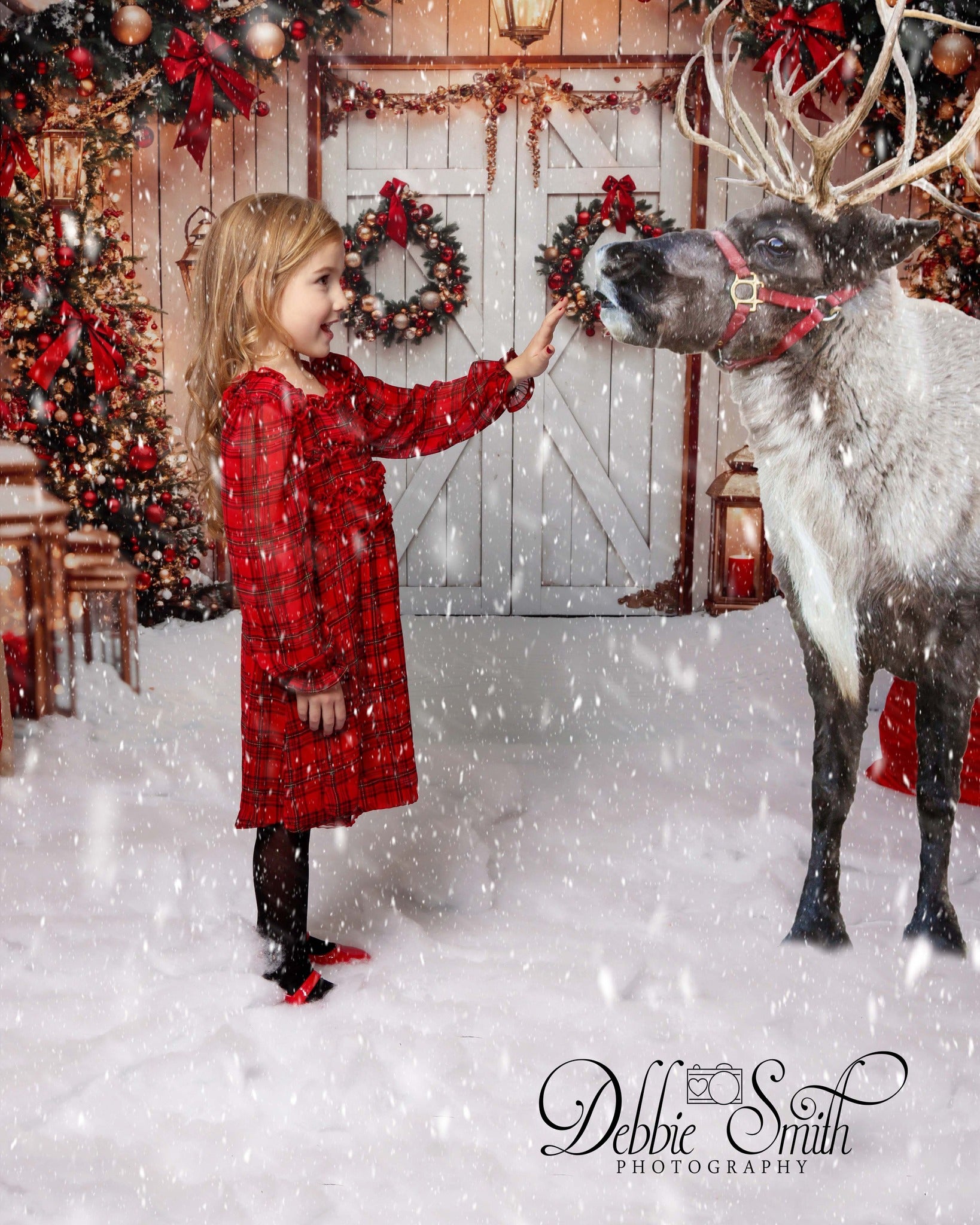 Lightning Deals Kate Christmas Tree White Barn Door Backdrop Designed by Emetselch -UK