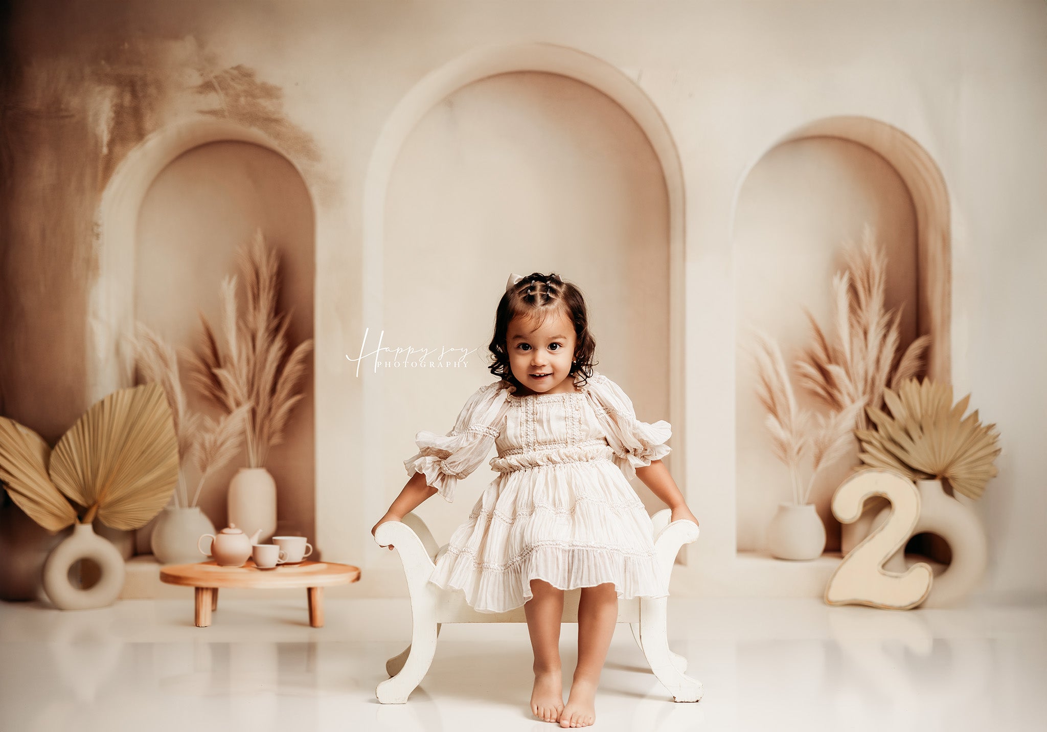 Kate Boho Beige Reed Arched Wall Backdrop Designed by Patty Robert -UK
