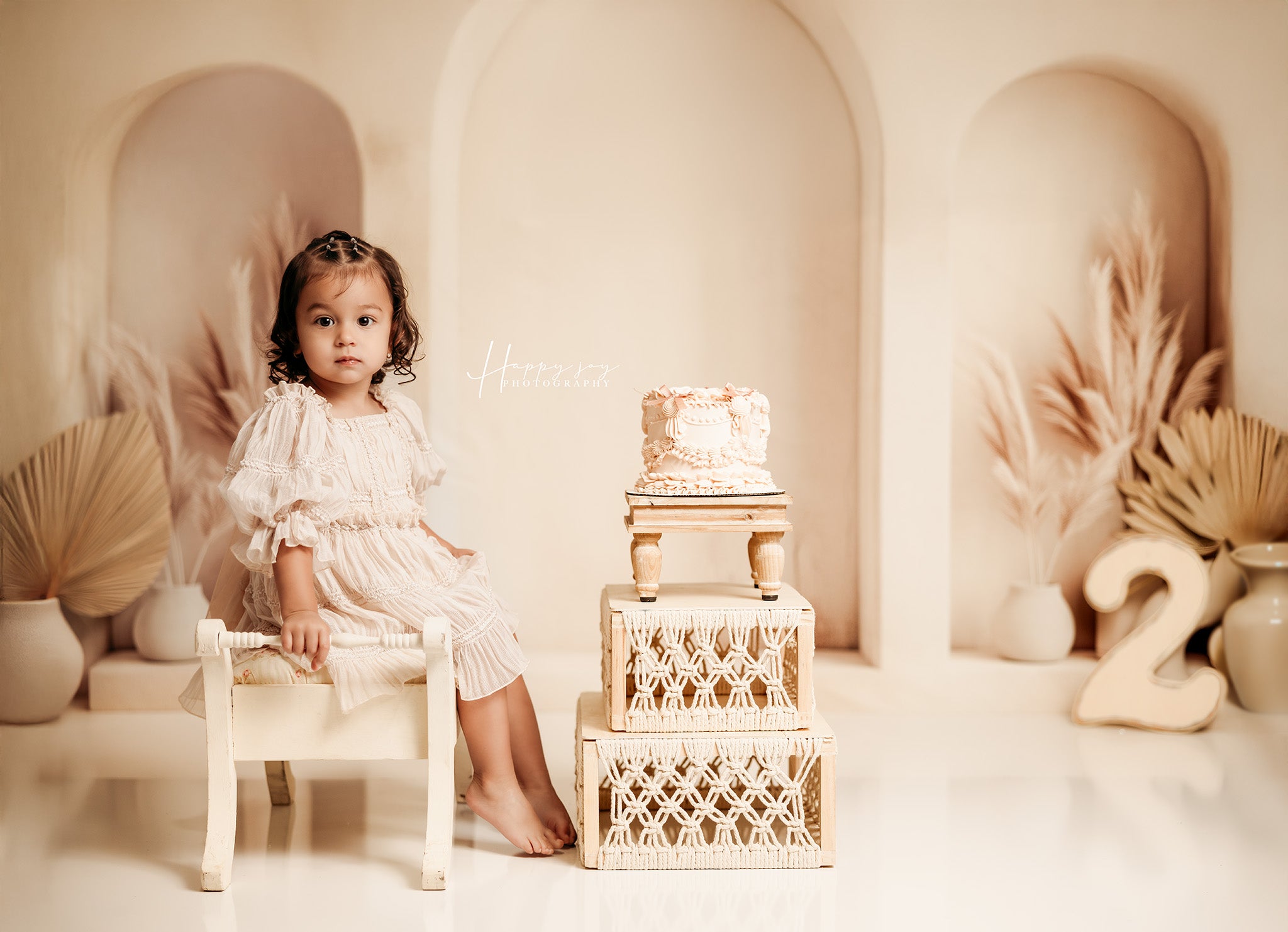 Kate Boho Beige Reed Arched Wall Backdrop Designed by Patty Robert -UK