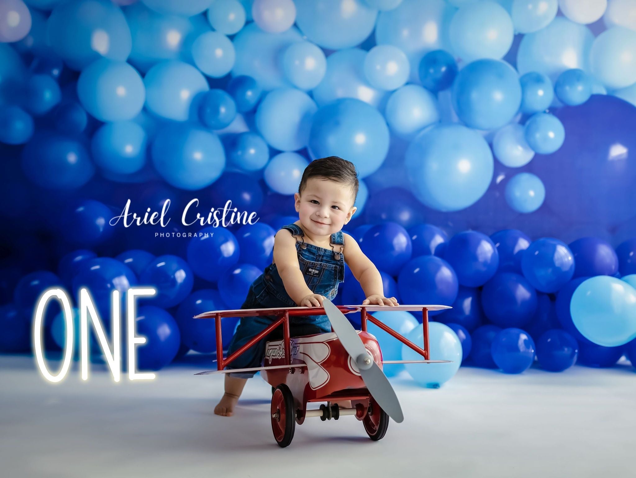 Kate Blue Balloon Wall Children Backdrop Designed by Mandy Ringe Photography -UK