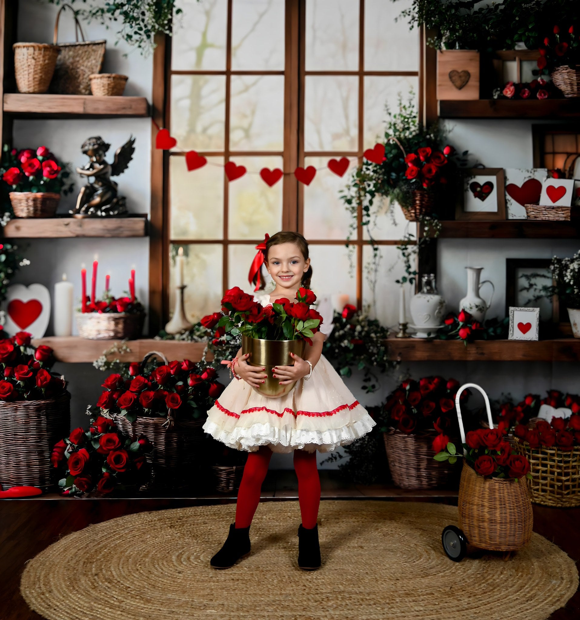 Kate Valentine's Day Roses Shelves Backdrop Designed by Emetselch -UK