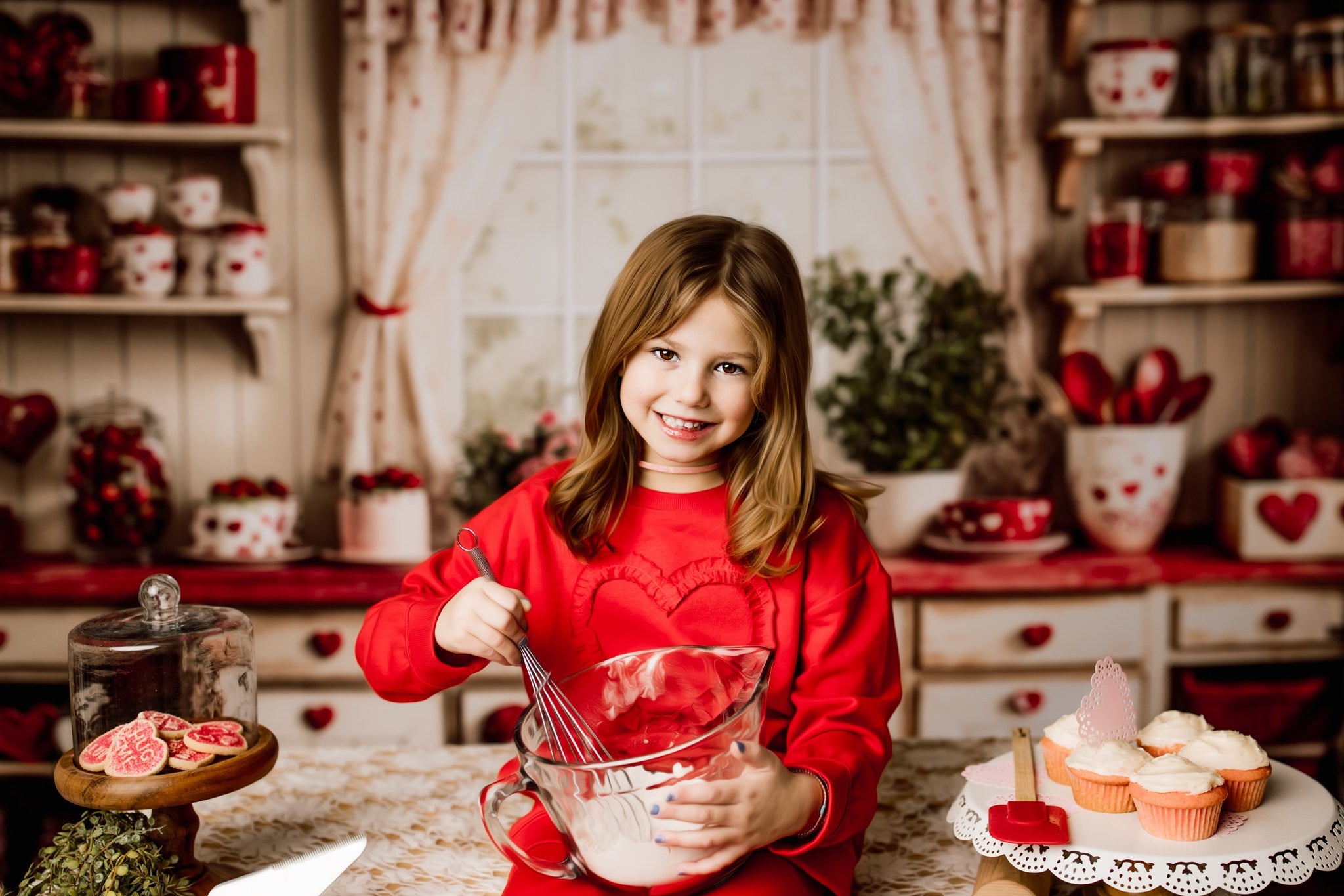 Kate Valentine's Day Kitchen Red Heart Plates Backdrop Designed by Emetselch -UK