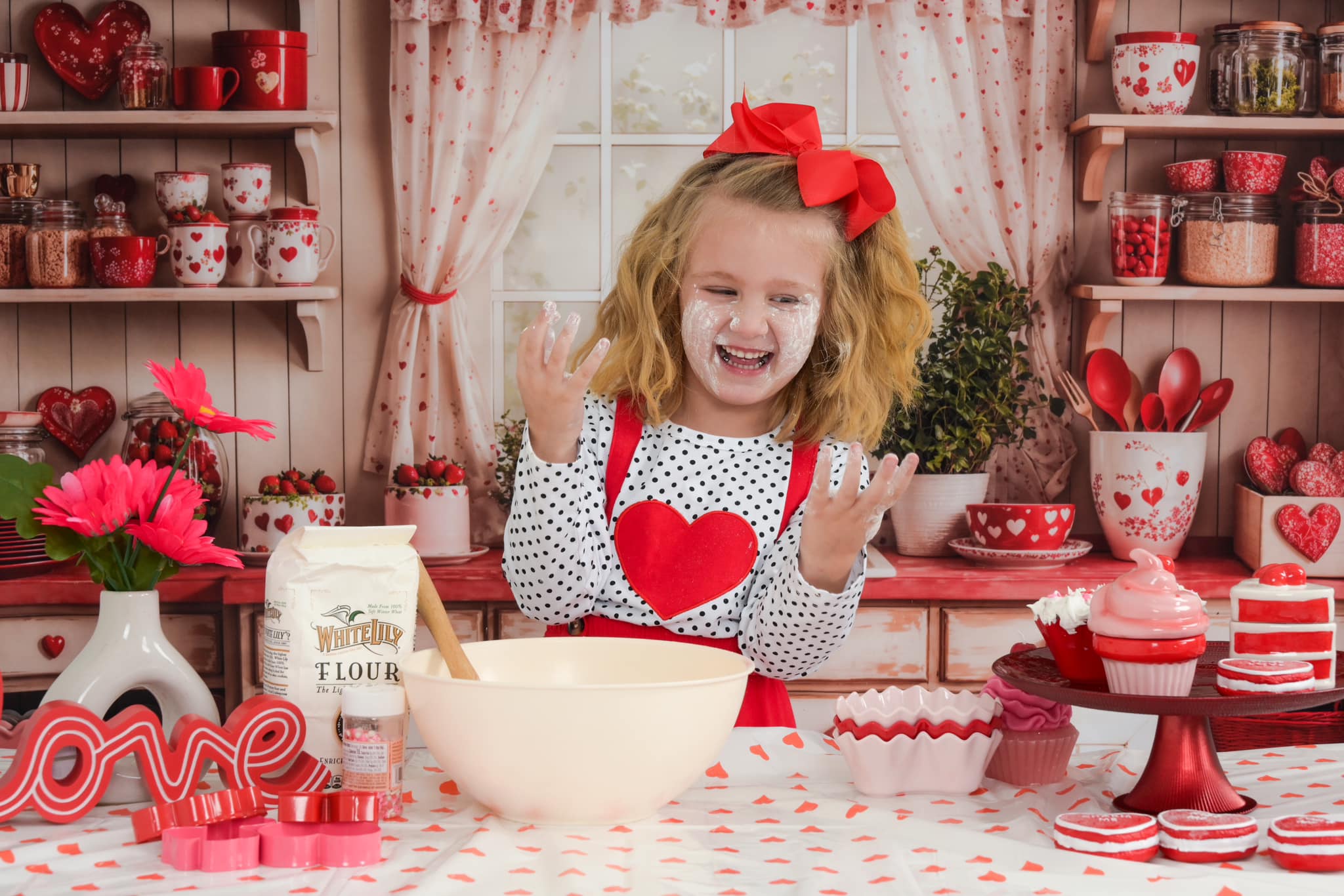 Kate Valentine's Day Kitchen Red Heart Plates Backdrop Designed by Emetselch -UK