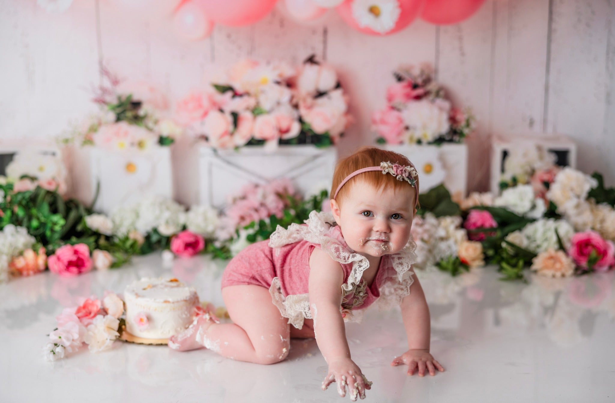Kate Pink Birthday Balloons Backdrop Designed by Mandy Ringe Photography -UK
