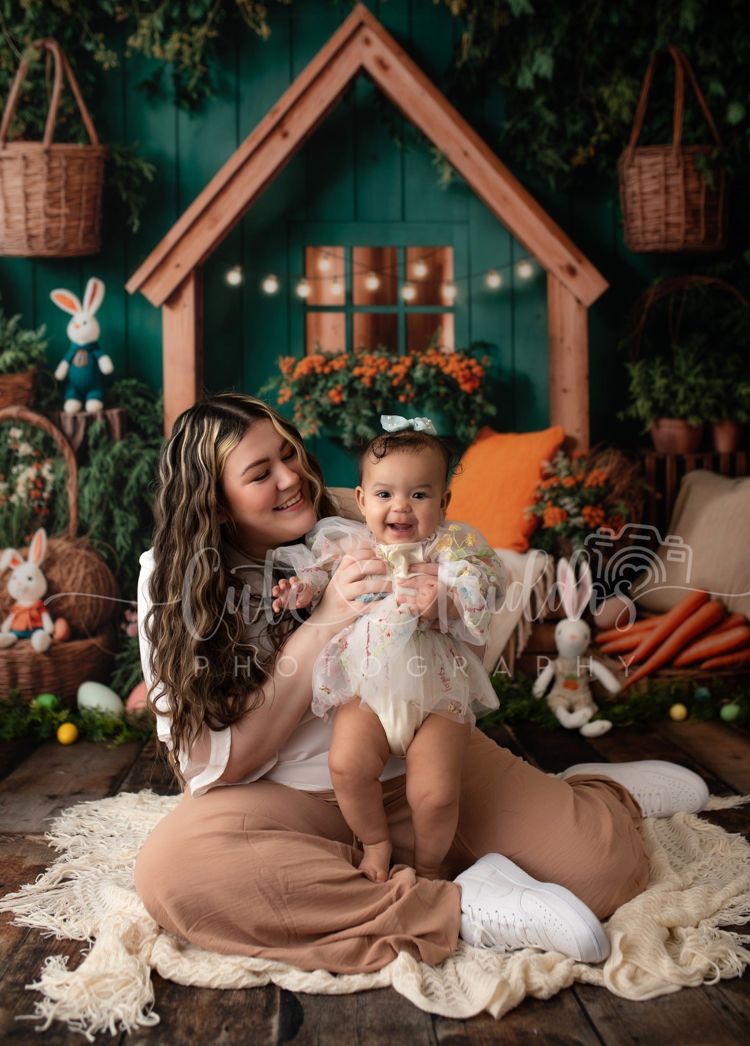 Kate Easter Bunny House Basket Blanket Backdrop Designed by Emetselch -UK