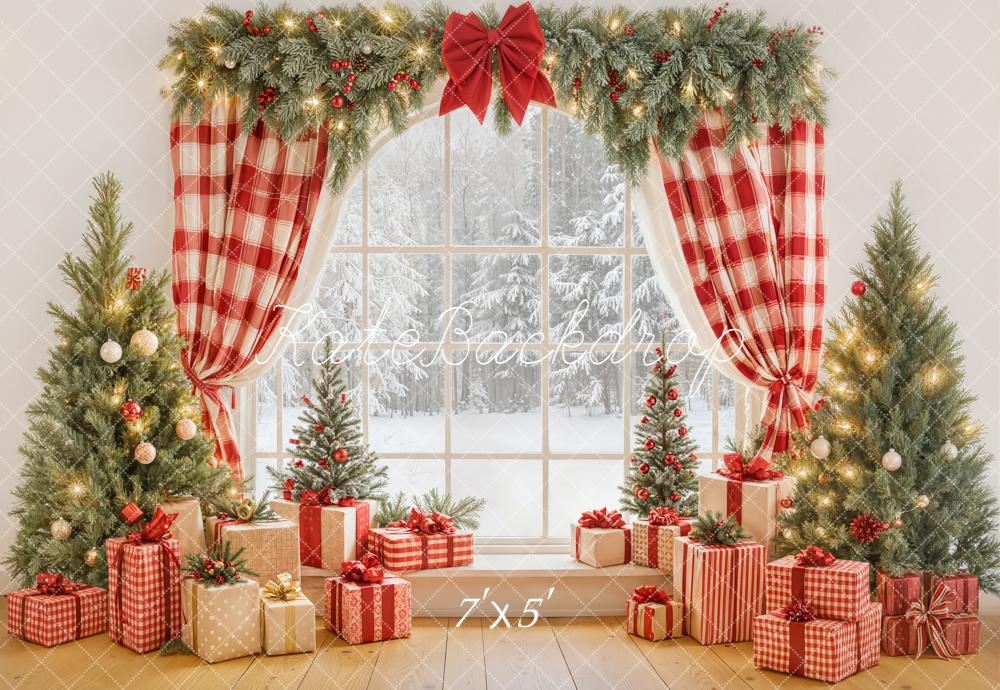 Kate Christmas Window Gift Boxes Trees Backdrop Designed by Emetselch -UK