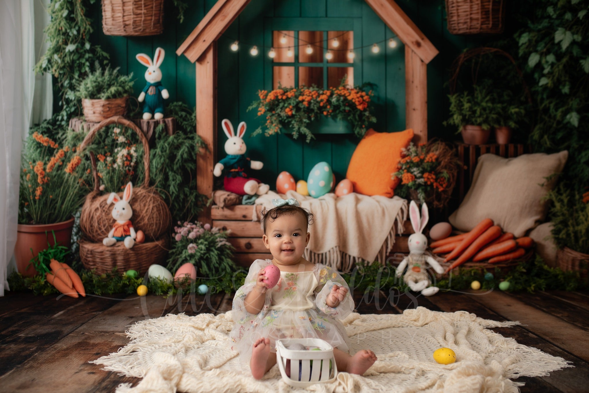 Kate Easter Bunny House Basket Blanket Backdrop Designed by Emetselch -UK