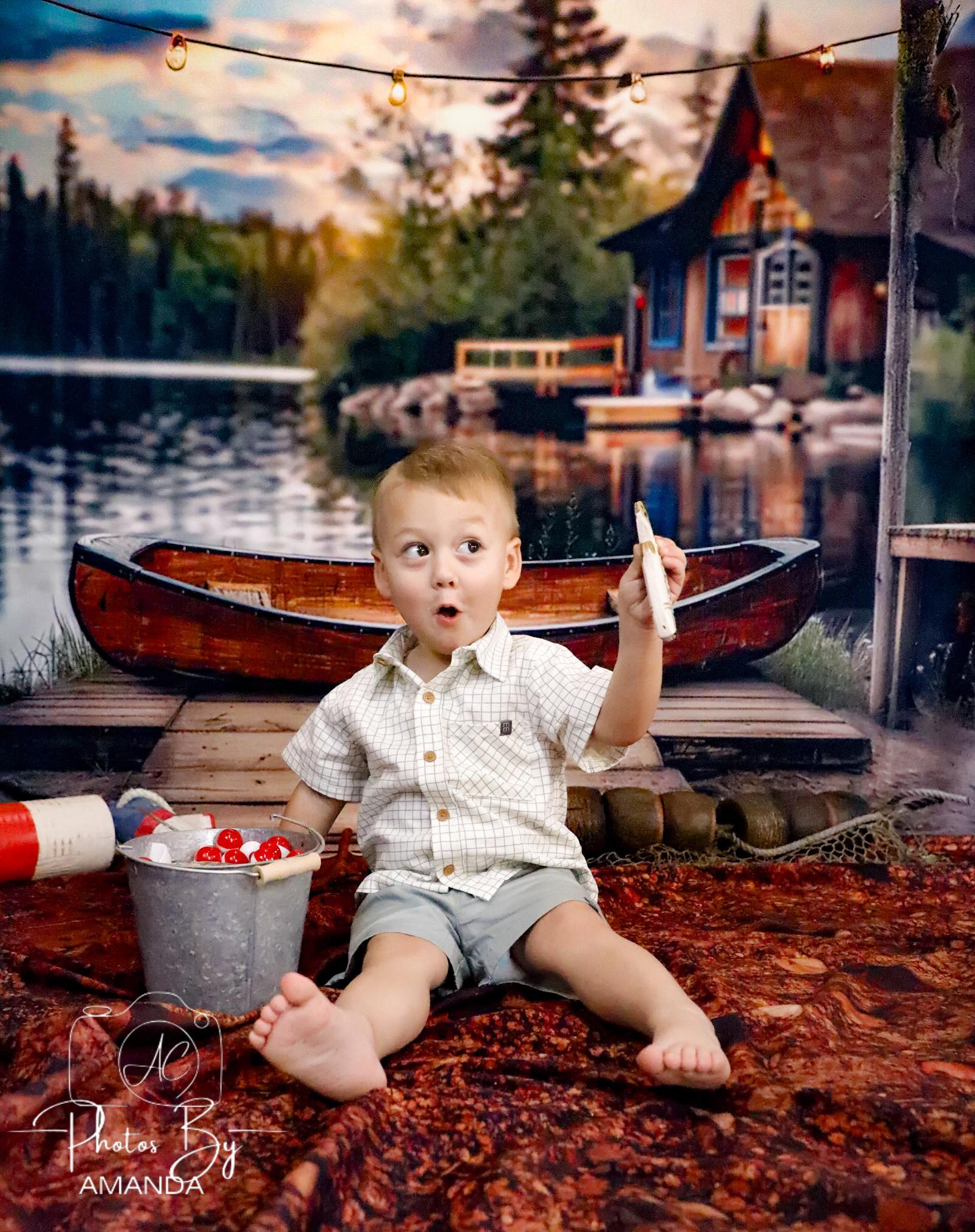 Kate Canoe Dock Lake Forest Cabin Backdrop Designed by Lidia Redekopp -UK