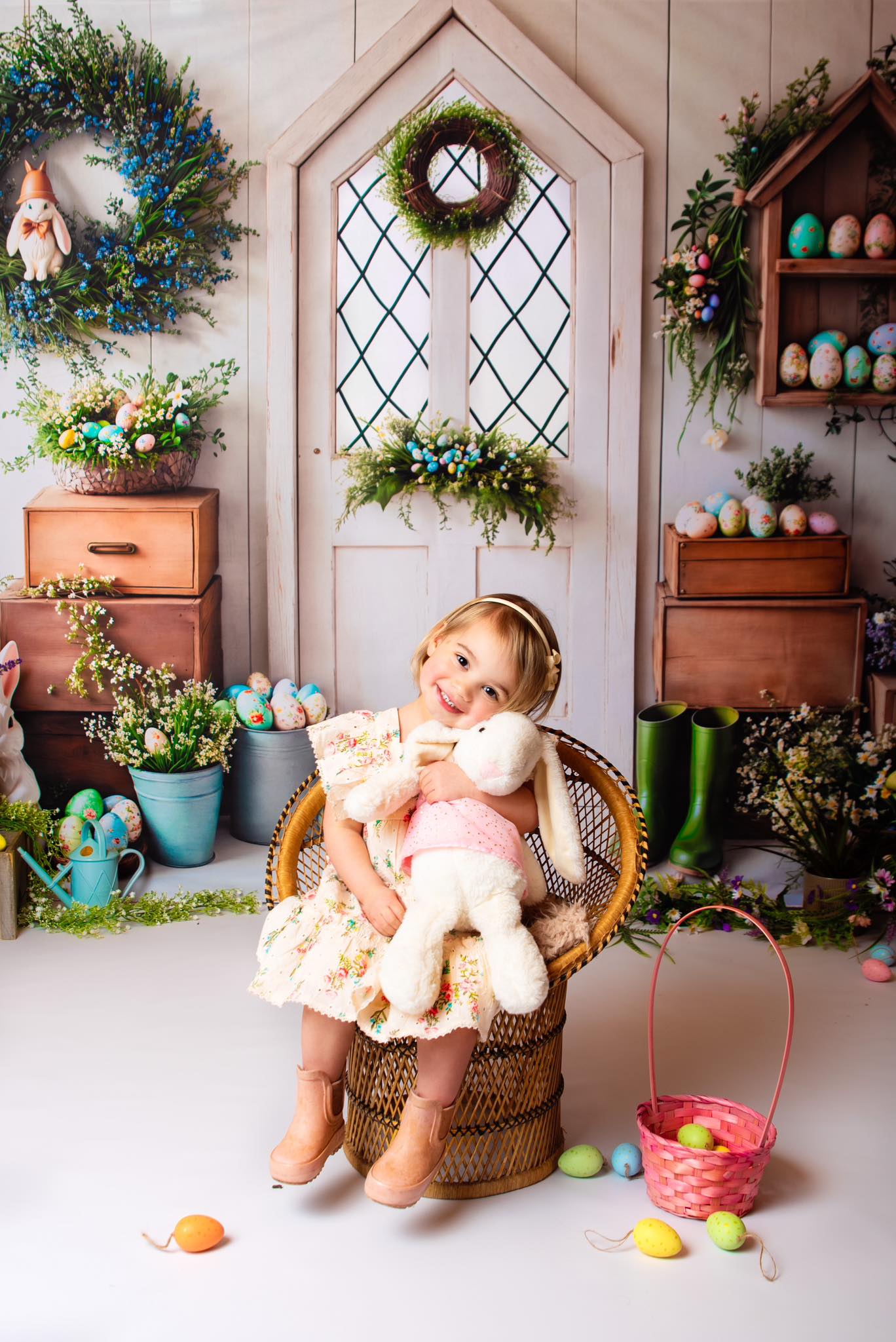 On Sale Kate Easter Bunny Spring White Door Backdrop Designed by Emetselch -UK