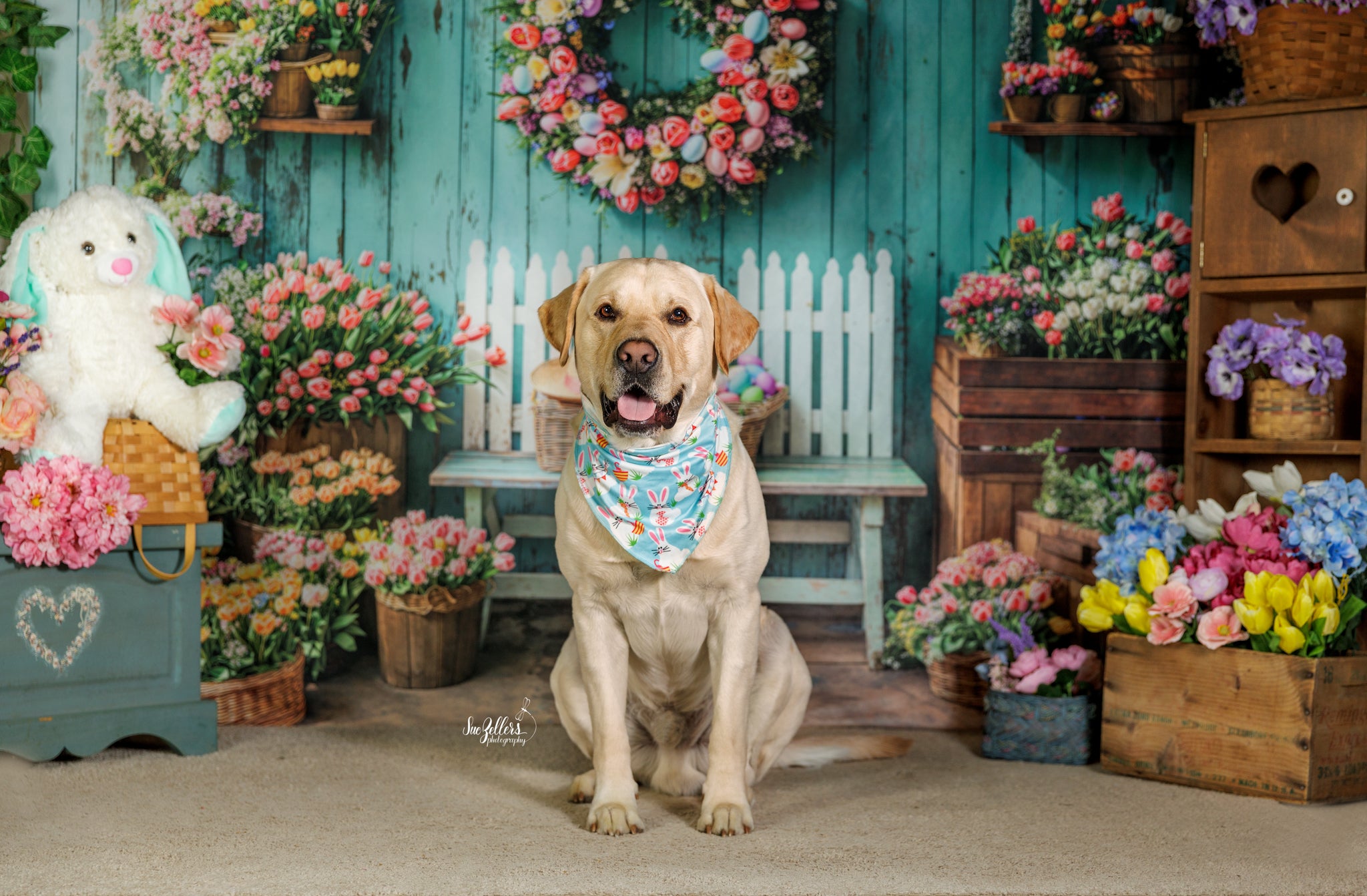 Kate Spring Floral Easter Wreath Backdrop Designed by Emetselch -UK
