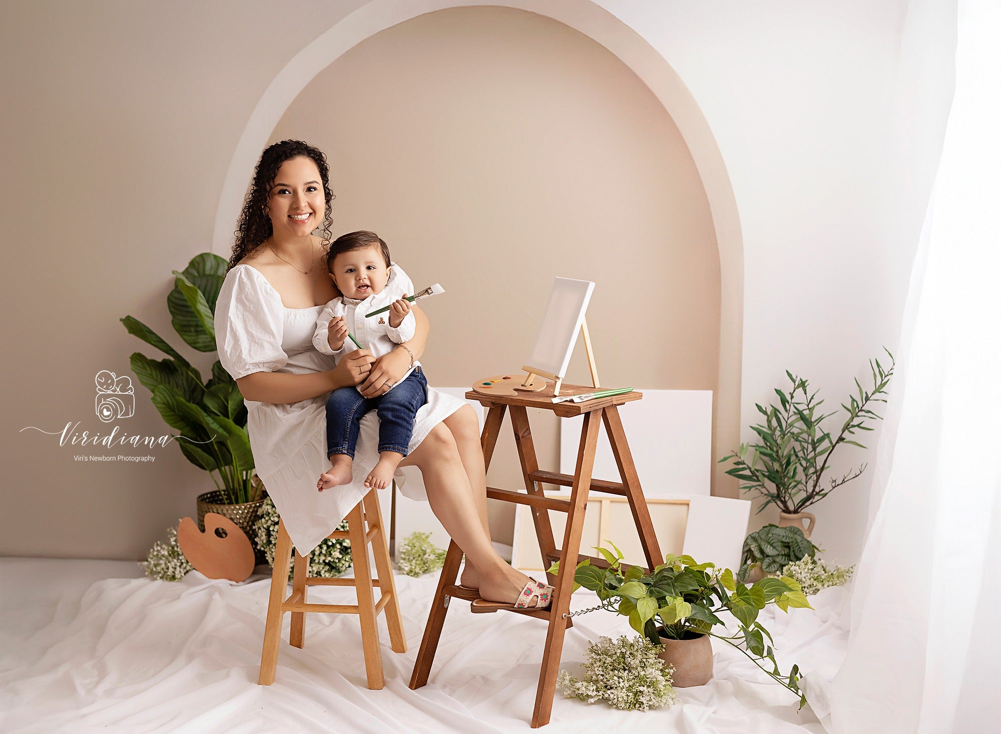 Kate Beige White Art Arch Wall Boho Backdrop Designed by Kate Image -UK