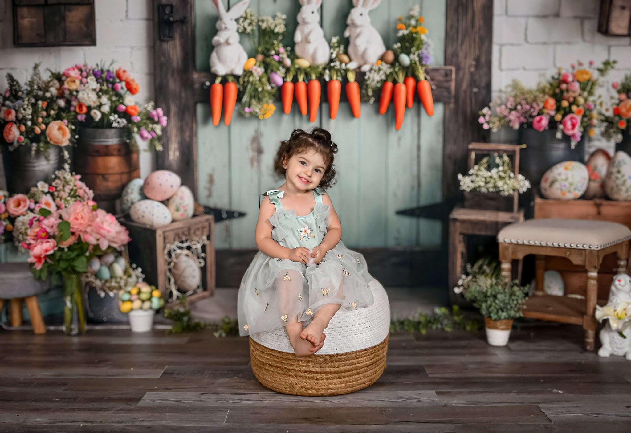 Kate Easter Bunny Carrots Door Wood Backdrop Designed by Emetselch -UK