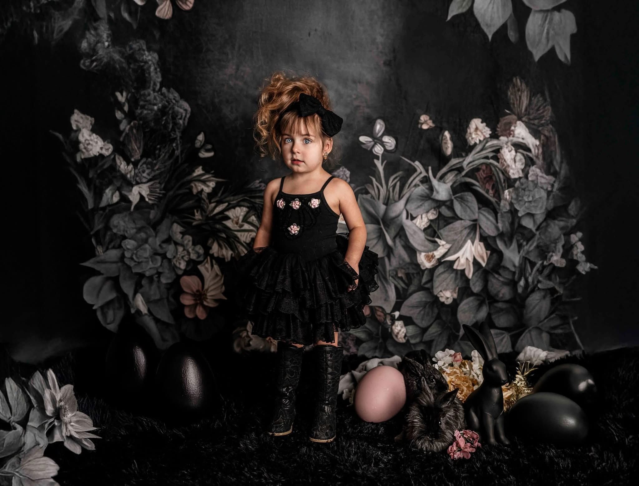 On Sale Kate Butterfly Flower Black Wall Backdrop Designed by Angela Marie Photography -UK