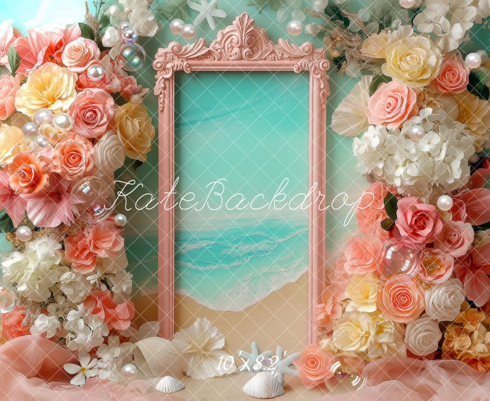 Kate Beach Flower Arch Seashells Backdrop Designed by Mini MakeBelieve -UK