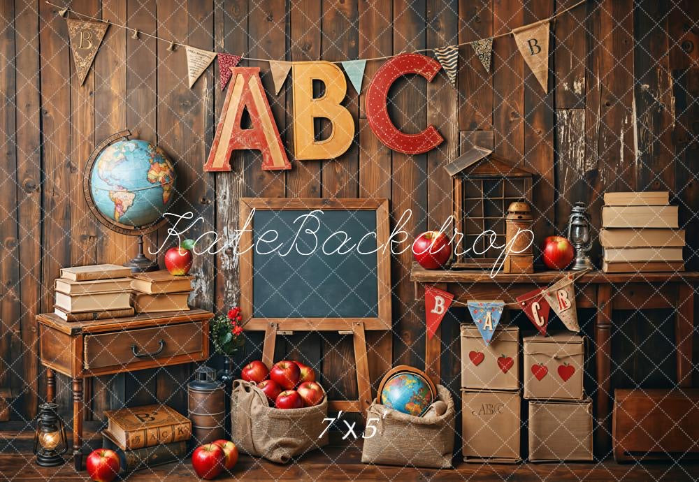 Kate Back to School/Graduation Vintage Wooden Wall Backdrop Designed by Emetselch