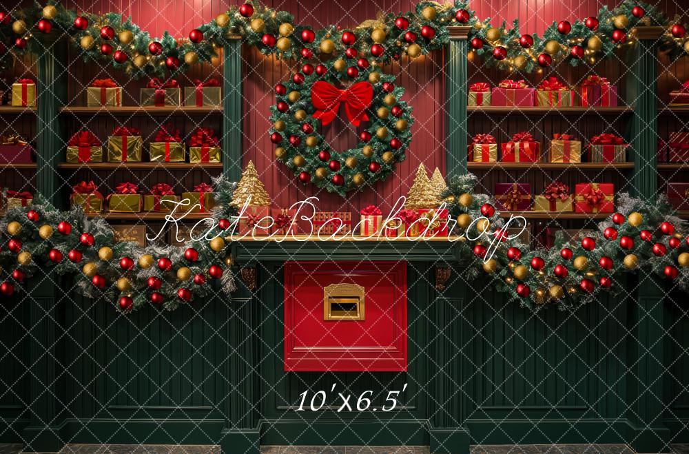 Kate Christmas Wreath Garland Gift Shelves Backdrop Designed by Mini MakeBelieve -UK