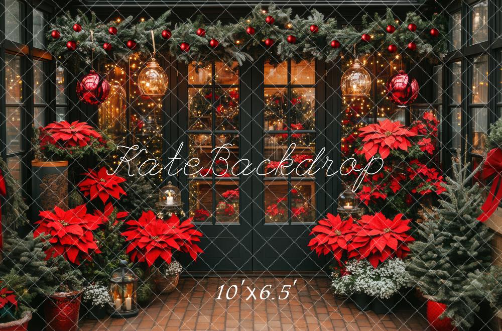 Kate Christmas Poinsettias Garland Backdrop Designed by Mini MakeBelieve -UK