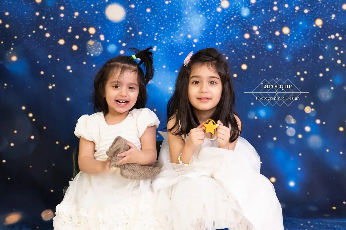 Lightning Deals Kate Blue Bokeh Glitter Backdrop Designed by Emetselch