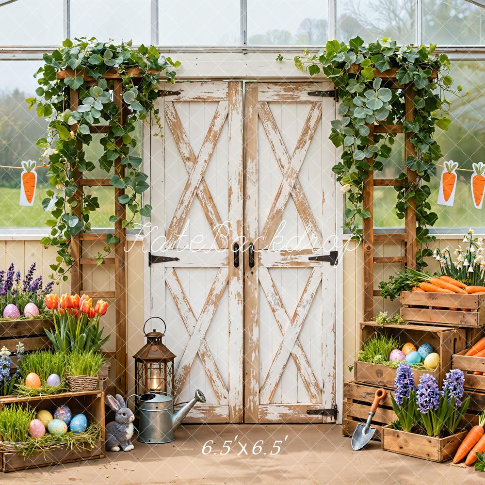 Kate Easter Bunny Carrots Farm Rustic Backdrop Designed by Emetselch -UK