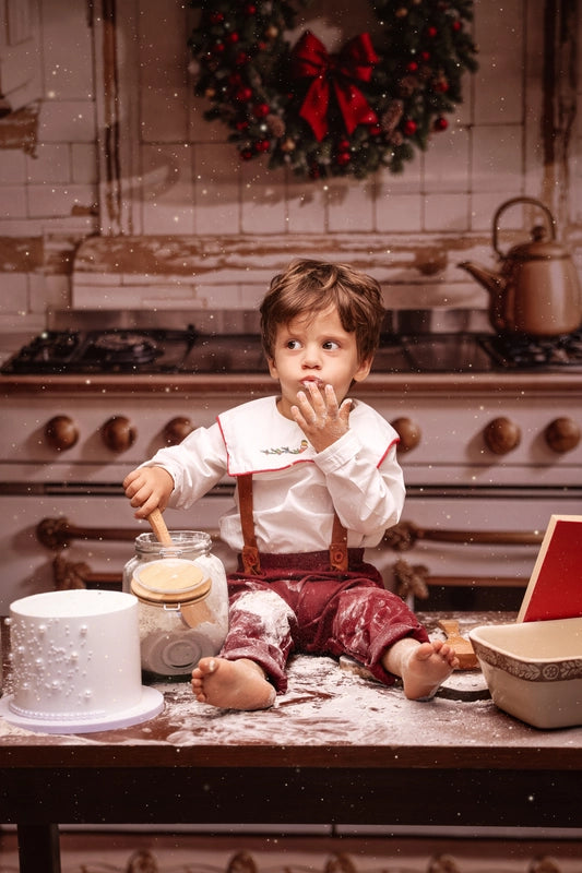 Kate Apricot Christmas Kitchen Dishes Backdrop Designed by Emetselch -UK