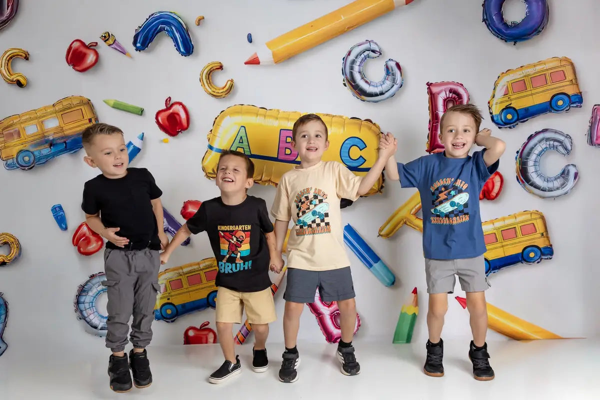 Kate Back to School Balloons Alphabet Bus Backdrop Designed by Emetselch