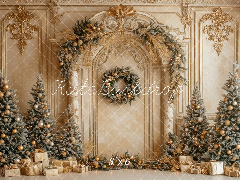 Kate Christmas Gold Ornate Arch Trees Backdrop Designed by Patty Robert -UK