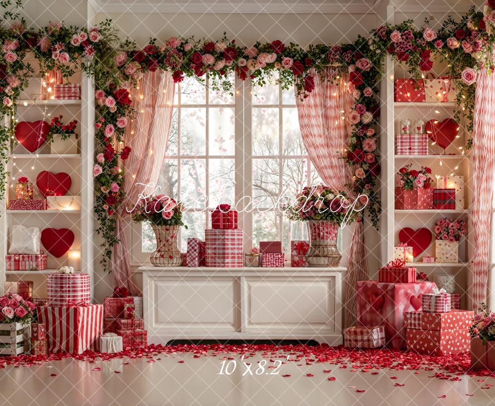 Kate Valentines Heart Shelves Gift Rose Backdrop Designed by Emetselch